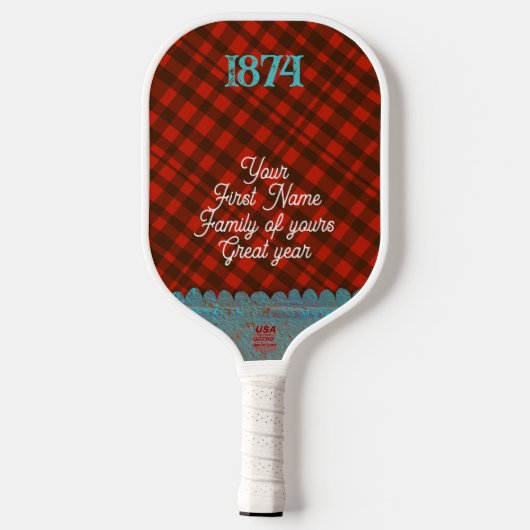 Gingham zwart en rood pickleball paddle (Achterkant)