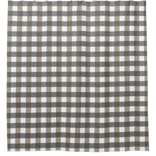 Gingham Zwart Grijs Wit Douchegordijn (Voorkant)