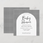 Gingham zwart wit geruit geruite Baby shower Kaart (Voorkant / Achterkant)