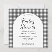 Gingham zwart wit geruit geruite Baby shower Kaart (Voorkant)