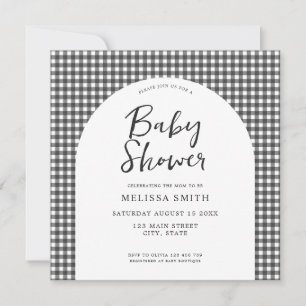 Gingham zwart wit geruit geruite Baby shower Kaart