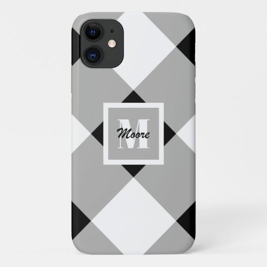 Gingham - Zwarte en grijze telefoontas Case-Mate iPhone Case (Achterkant)