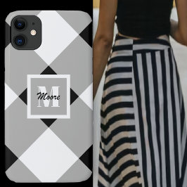 Gingham - Zwarte en grijze telefoontas Case-Mate iPhone Case