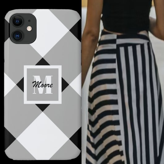 Gingham - Zwarte en grijze telefoontas Case-Mate iPhone Case