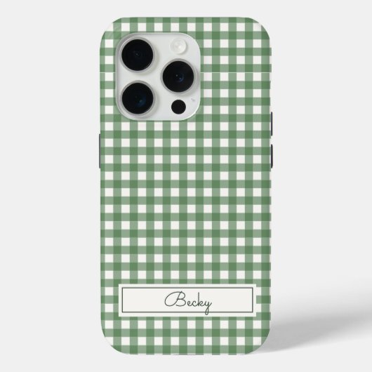 Ginghampatroon in groen met naam Case-Mate iPhone case (Achterkant)
