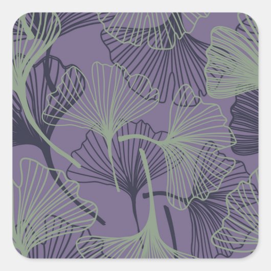 Gingko biloba: abstract patroon. vierkante sticker (Voorkant)
