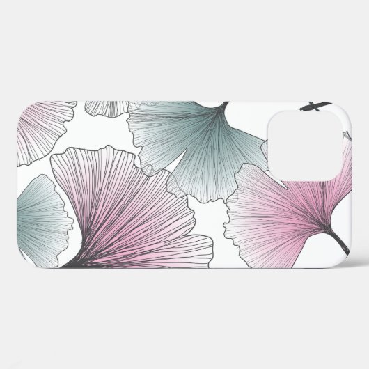 Gingko biloba met de hand getekend. Case-Mate iPhone case (Achterkant (horizontaal))