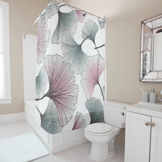 Gingko biloba met de hand getekend. douchegordijn (In situ)