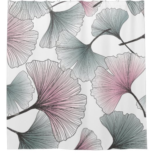 Gingko biloba met de hand getekend. douchegordijn (Voorkant)