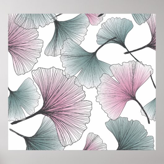 Gingko biloba met de hand getekend. poster (Voorkant)
