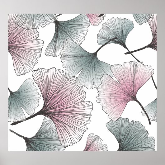 Gingko biloba met de hand getekend. poster (Voorkant)