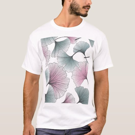 Gingko biloba met de hand getekend. t-shirt (Voorkant)