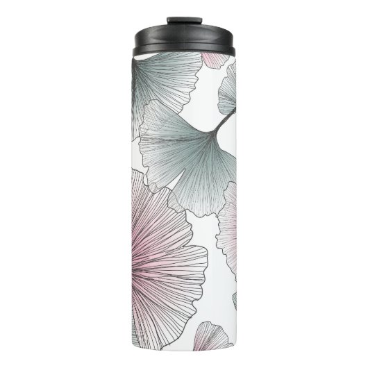 Gingko biloba met de hand getekend. thermosbeker (Voorkant)