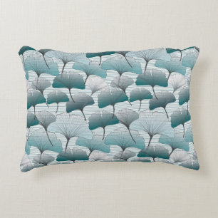 Gingko biloba naadloos blauw kleurpatroon.  accent kussen