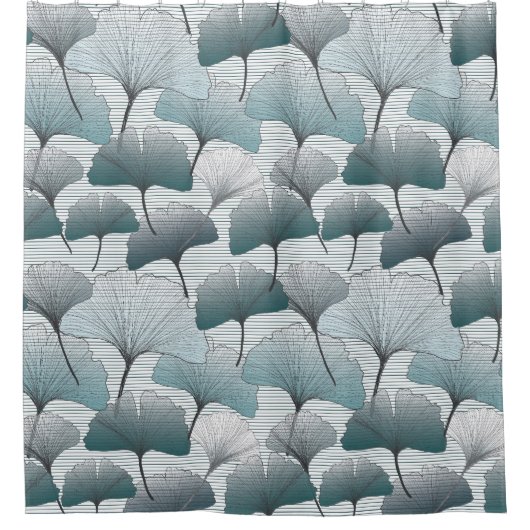 Gingko biloba, naadloos blauw patroon. douchegordijn (Voorkant)