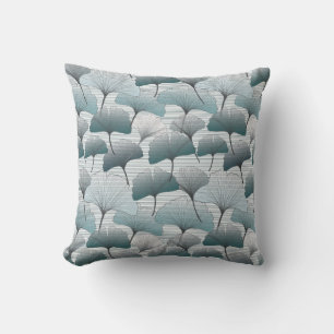 Gingko biloba, naadloos blauw patroon. kussen