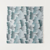 Gingko biloba, naadloos blauw patroon. wandkleed (Voorkant (horizontaal))