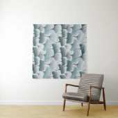 Gingko biloba, naadloos blauw patroon. wandkleed (In Situ (horizontaal))