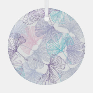 Gingko Biloba Roos kwartspatroon Glas Ornament