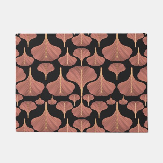  Gingko Black Floral Pattern Deurmat (Voorkant)