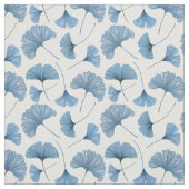 Gingko blad blauw en wit patroon stof (Swatch)