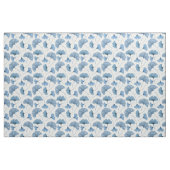 Gingko blad blauw en wit patroon stof (Fat Quarter)