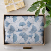 Gingko blad blauw en wit patroon tissuepapier (Geschenk)