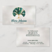Gingko Bladboom - Smaragd Marmer en Goud Visitekaartje (Voorkant / Achterkant)