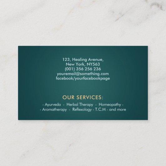 Gingko Bladboom - Smaragd Marmer en Goud Visitekaartje (Achterkant)