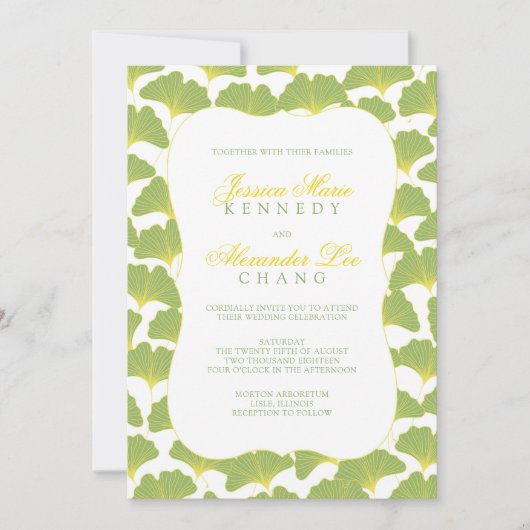 Gingko Boom Lente Groene bruiloft 2 Kaart (Voorkant)