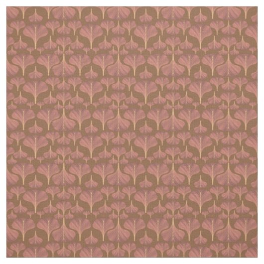 Gingko Brown Floral Pattern Stof (Swatch)