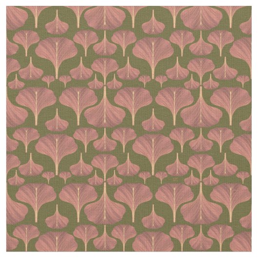  Gingko Green Floral Pattern Stof (Close Up)