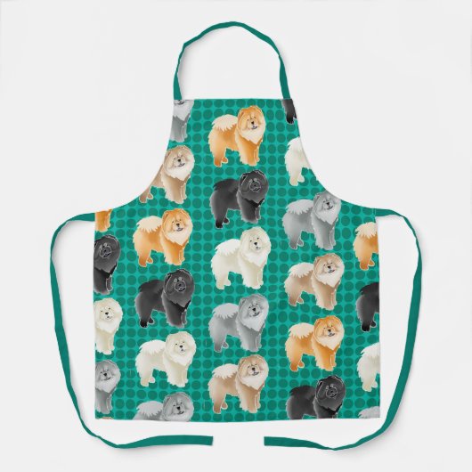 GINGKO HET CHOW (groene) All-Over Print Apron Schort (Voorkant)