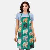 GINGKO HET CHOW (groene) All-Over Print Apron Schort (Gedragen)