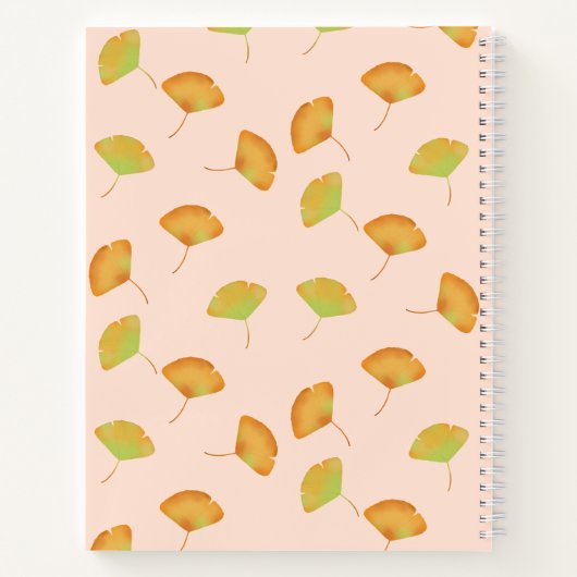 Gingko laat patterend spiraal notitieboek achter (Achterkant)