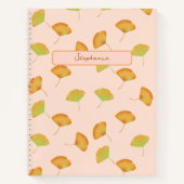 Gingko laat patterend spiraal notitieboek achter (Voorkant)