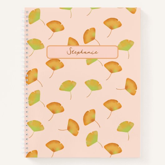 Gingko laat patterend spiraal notitieboek achter (Voorkant)