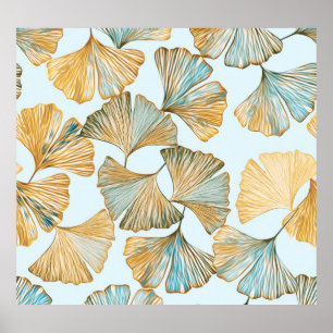Gingko laat Waterverf naadloos patroon Poster