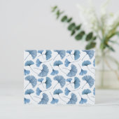 Gingko leaf blauw en wit patroonjournaal briefkaart (Staand voorkant)