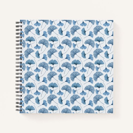 Gingko leaf blauw en witte patroonschets notitieboek (Voorkant)