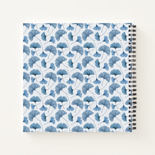 Gingko leaf blauw en witte patroonschets notitieboek (Achterkant)