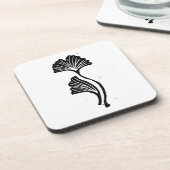 Gingko Leaf Lino Print Bier Onderzetter (Linkerzijde)