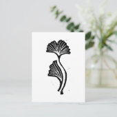 Gingko Leaf Lino Print Briefkaart (Staand voorkant)