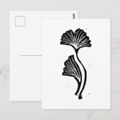 Gingko Leaf Lino Print Briefkaart (Voorkant / Achterkant)