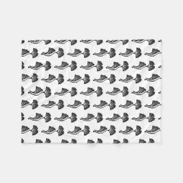 Gingko Leaf Lino Print Fleece Deken