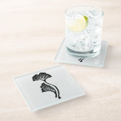Gingko Leaf Lino Print Glazen Onderzetter (Schuin)