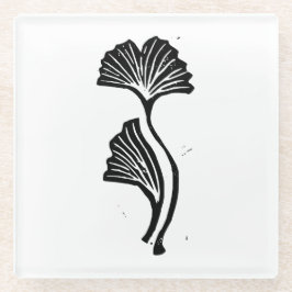 Gingko Leaf Lino Print Glazen Onderzetter