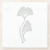 Gingko Leaf Lino Print Glazen Onderzetter (Achterkant)