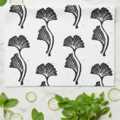 Gingko Leaf Lino Print Keukenhanddoeken (Gevouwen)