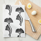 Gingko Leaf Lino Print Keukenhanddoeken (Quarter Fold)